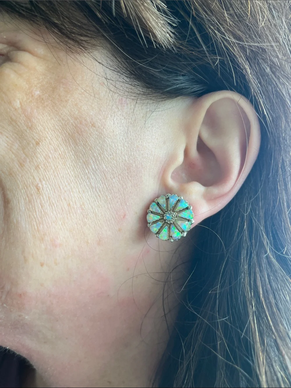 Navajo Opal Cluster Earrings - Picture 4 of 9